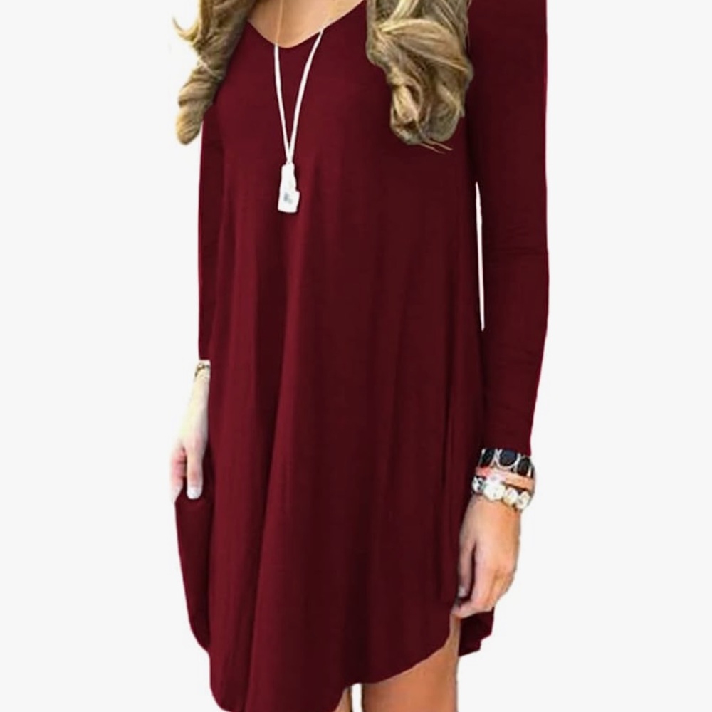 Long sleeve Maroon Soft Dress
